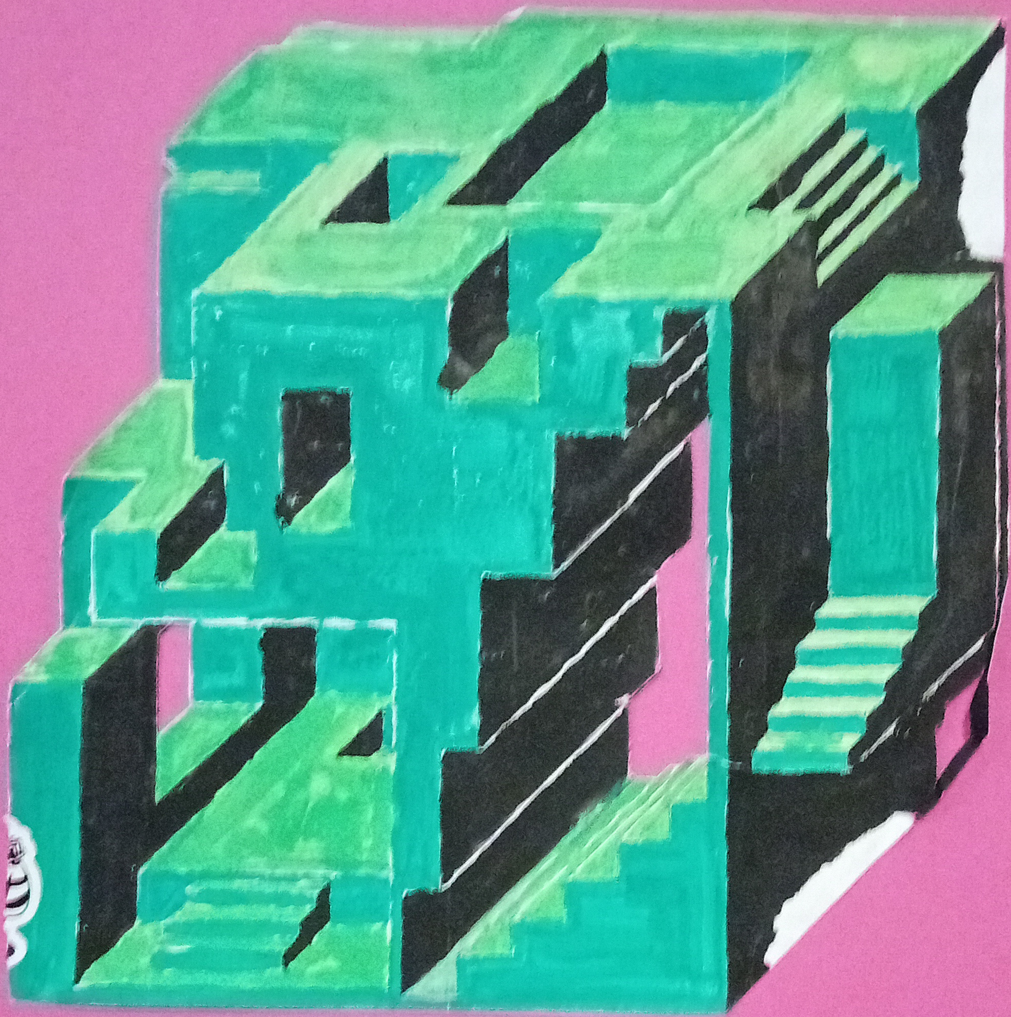 Würfel, 2013. Deckfarben auf Papier -- 35 x 35